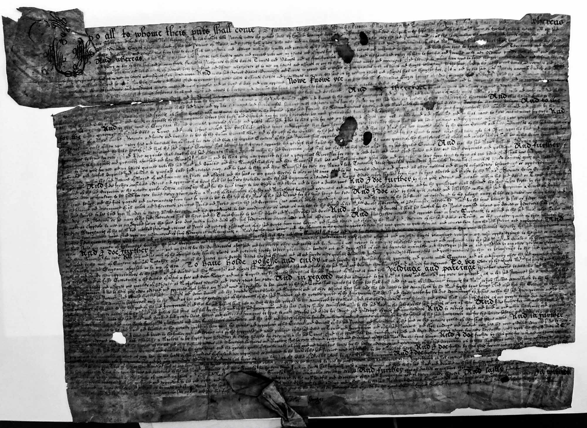Charter of Gorges, Massachusetts Historical Society
