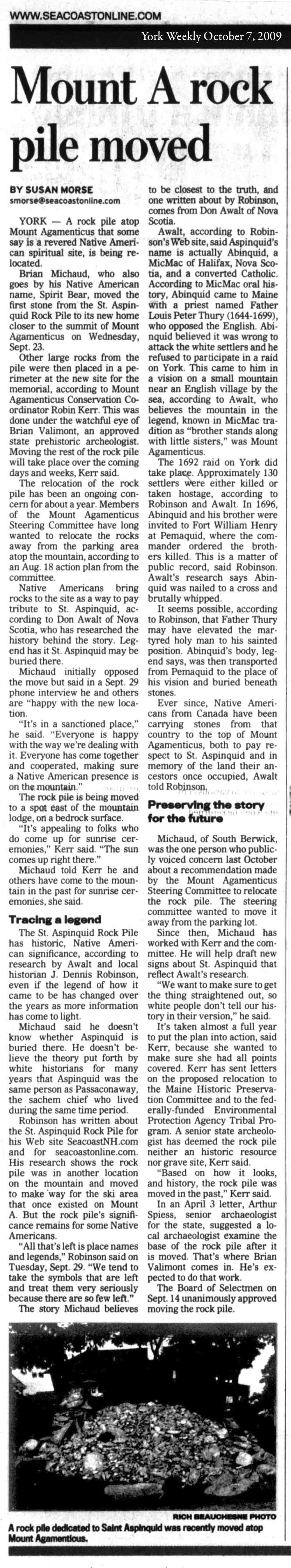 Mount Agamenticus Rock Pile Moved