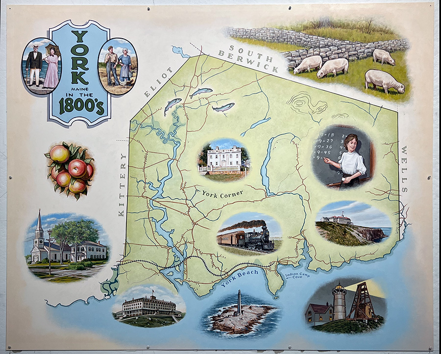 19th Century mural of York, Maine